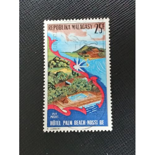Timbre Madagascar Y T 490 Hôtel Palm Beach, Nossi-Be 1971 (091209 )