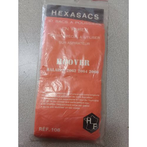 10 sacs sac aspirateur papier poussière hexasacs Hoover ref.108 réf 108 balais balai s2062 s2064 s2066 s 2062 2064 2066