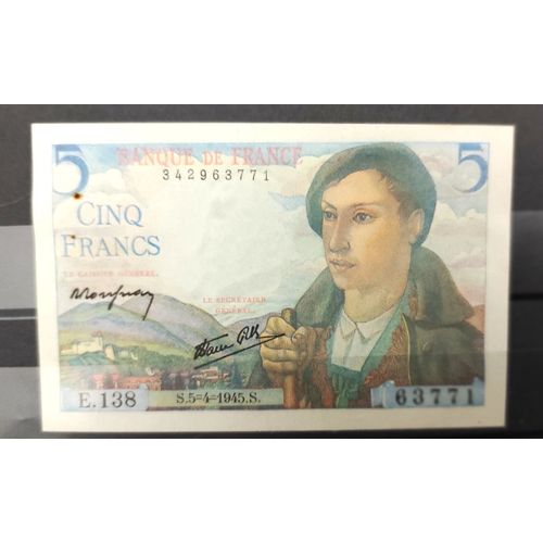 Billet De 5 Francs Berger - N° 63771 E.138 1945
