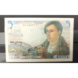 Billet De 5 Francs Berger - N° 63771 E.138 1945