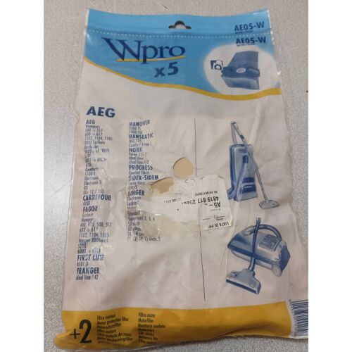 5 sacs sac aspirateur papier poussière wpro 481981729207 ae05-w aeg carrefour fagor first line franger hanover hanseatic Horn progress sidex sidem singer