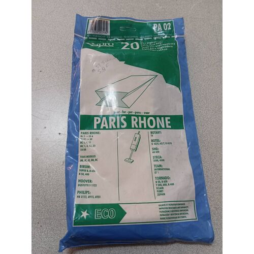 20 sacs sac aspirateur papier poussière wpro paris-rhone Rhône birum Hoover Philips rotary rotel shg steca team tornado pa02 pa 02 481981729551 4819 817 29551