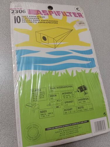 10 sacs sac aspirateur papier poussière aspifilter 2306 curtiss team international sidem mondilec sidex spinney rotary Universal rotel