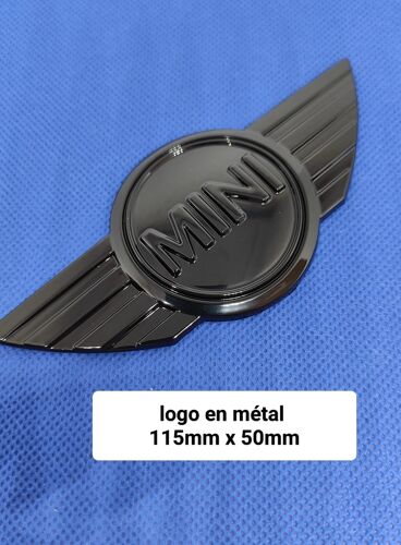 Logo Mini Cooper Métal 115x50mm Noir Brillant Grille Capot Emblème Avant Arrière