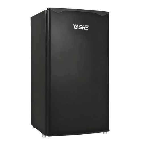 Mini réfrigérateur 92L avec congélateur YASHE, porte-bouteilles intégré, porte réversible, thermostat réglable, acier inoxydable, compact et silencieux, noir