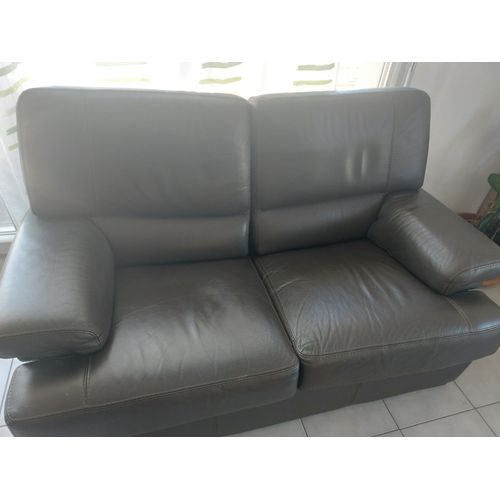 Canapé cuir 3 places et 2 places marron