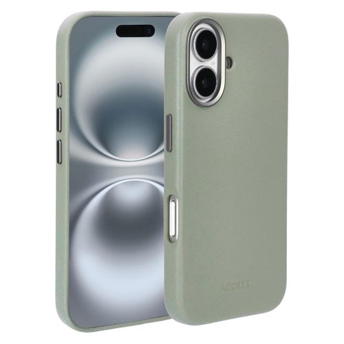 Accezz Coque arrière en cuir avec MagSafe iPhone 16 Light Grey