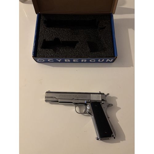 Réplique Colt 1911 Silver Cybergun 1.2 Joule - Full Métal