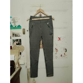 Pantalon Moulant Chaud A Carreaux Noirs/Blancs 36 S.