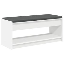 vidaXL Banc d'entrée avec coussin avec étagère Blanc 100 x 38 x 46 cm