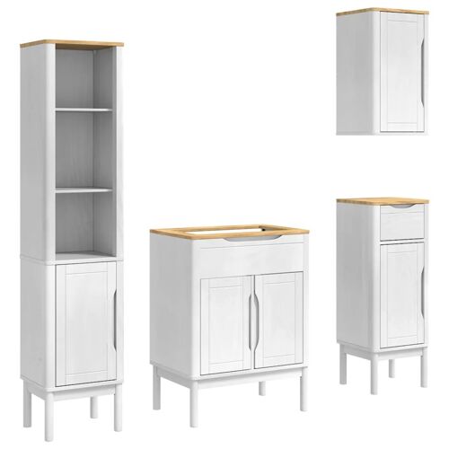 vidaXL Ensemble de mobilier de salle de bain avec tiroir 4 pcs Blanc