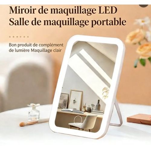 Miroir de maquillage LED portable, console de toilette à grand miroir, style INS pour dortoir étudiant