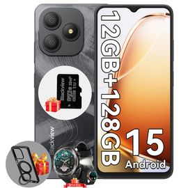 Blackview WAVE 9C Téléphone 6.56" 12Go+128Go 13MP+8MP 5000mAh Android 15 Dual SIM Face ID Noir avec W50Pro montre connectée