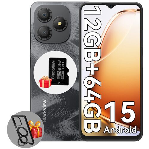 Smartphone Blackview WAVE 9C 6.56" 12Go+64Go Téléphone Portable 4G - Noir