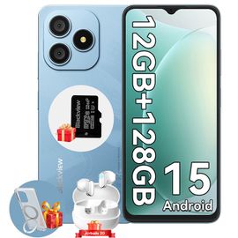 Blackview WAVE 9C Smartphone 6.56" 12Go+128Go 13MP+8MP 5000mAh Android 15 Dual SIM Face ID Bleu avec Blackview Airbuds 20 blanc