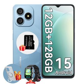 Blackview WAVE 9C Téléphone portable 6.56" 12Go+128Go 5000mAh Android 15 Smartphone Dual SIM Bleu avec R50 montre intelligente-Noir