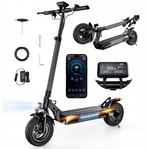 Trottinette Électrique Iscooter W9 Moteur 1000 W Batterie 48 V 14 Ah Pneus 10 Pouces Vitesse Maximale : 45 Km/H Autonomie : 45 Km Freins À Disque Système De Double Suspension Application Bluetooth