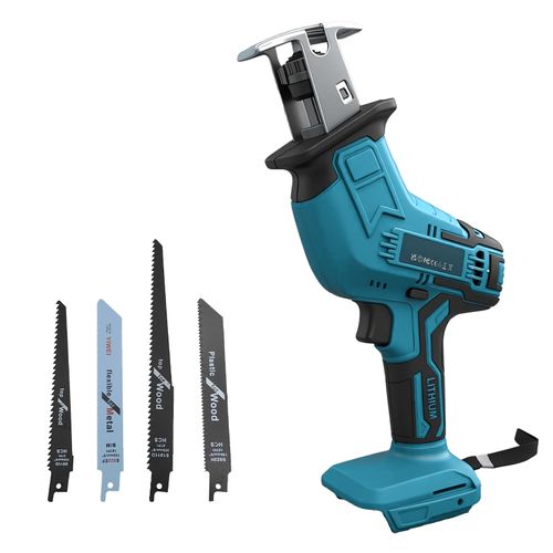 Scie sabre sans fil, scie sabre à balais, scie à batterie, vitesse variable de 0 à 3500 SPM, 4 lames, pour couper le bois, le PVC, les tuyaux métalliques et les arbres (batterie non incluse)