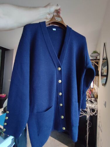 💞 Magnifique Cardigan Veste Femme Marque Saint James Marine, Boutons Dorés, Taille 46-48