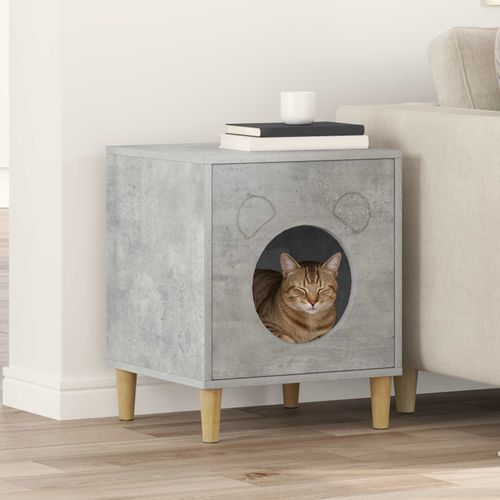 Vidaxl Maison Pour Chat Béton 42,5 X 40 X 53 Cm Bois D'ingénierie