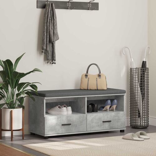 vidaXL Banc d'entrée avec coussin Gris béton 100 x 38 x 46 cm