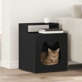 Vidaxl Maison Pour Chat Noir 42,5 X 40 X 53,5 Cm Bois D'ingénierie