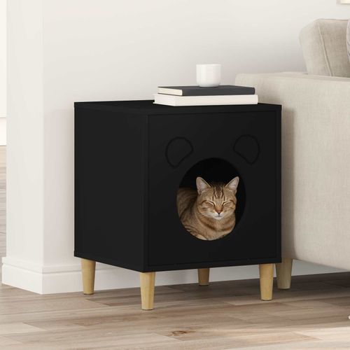 Vidaxl Maison Pour Chat Noir 42,5 X 40 X 53 Cm Bois D'ingénierie
