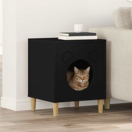 Vidaxl Maison Pour Chat Noir 42,5 X 40 X 53 Cm Bois D'ingénierie