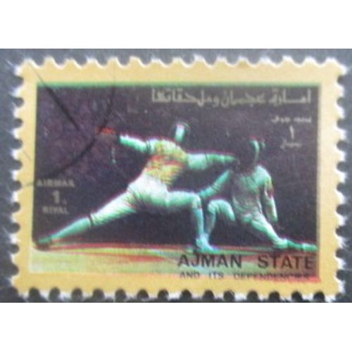 Ajman Escrime Oblitéré Petit Format