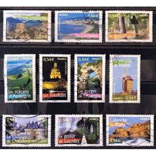 La France À Voir (11) : Monuments Et Sites Série Complète Année 2008 N° 4161 4162 4163 4164 4165 4166 4167 4168 4169 4170 Yvert Et Tellier