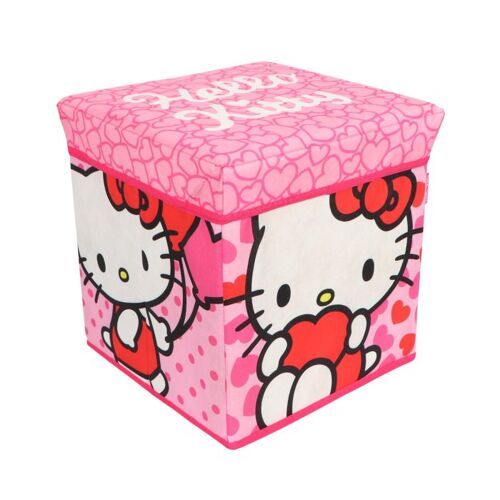 Pouf Coffre De Rangement À Jouets Hello Kitty Chambre Enfant Banc Malle Peluche Box