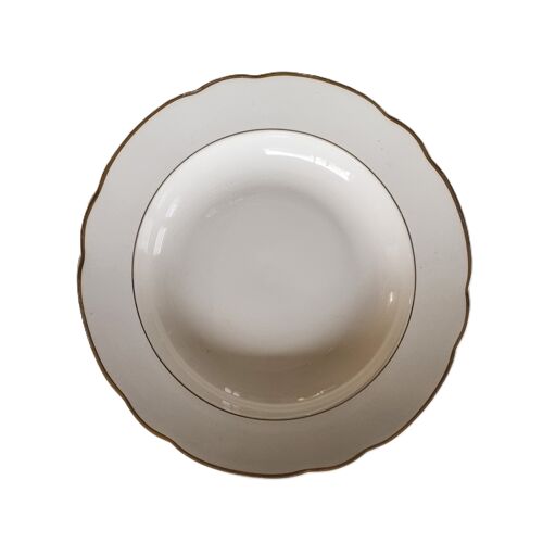 Plat Rond Demi-Creux Villeroy & Boch Vintage Ton Crème Et Doré Tbe