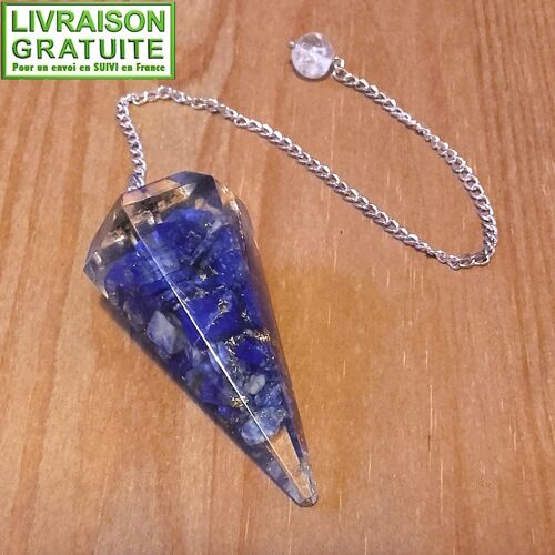 Pendule Orgonite Facetté Lapis Lazuli 4,6 Cm Radiesthésie Ésotérisme (Réf 2)