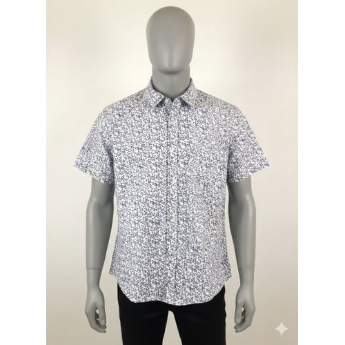 Chemise Homme À Manches Courtes Gris, Bleu Et Blanc - Kiabi - Taille Xxl