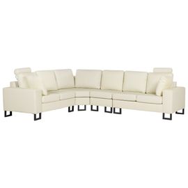 Canapé d'angle 6 places STOCKHOLM Cuir Beige clair Côté droit
