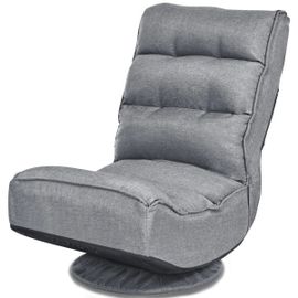 Chaise relax pliable et réglable 59 x 75 x 83 cm base pivotante 360 degrés rembourrée confortable gris Helloshop26 20_0011277