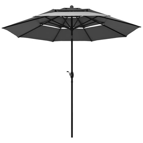 Parasol Auto-Inclinable 300 X 244 Cm 3 Niveaux Double Ventilation Facile À Assembler En Aluminium Gris Helloshop26 20_0012977