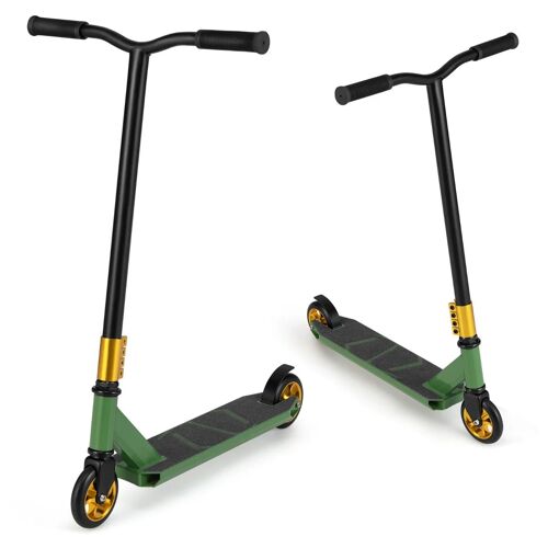 Trottinette Acrobatique 67 X 47,5 X 82,5 Cm 2 Roues En Pu Frein Arrière Design Moderne En Aluminium Vert Helloshop26 20_0014582
