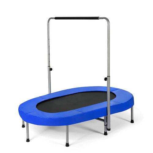 Trampoline Double Pliable 153 X 100 X 88-132 Cm Avec Poignée Réglable 40 Ressorts Robustes Ambiance Ludique En Pvc Bleu Helloshop26 20_0014486