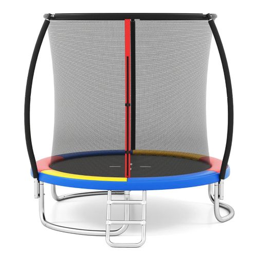 Trampoline Extérieur 244 X 240 X 60 Cm Avec Filet De Sécurité Et Échelle Antirouille Multicolore En Acier Galvanisé Helloshop26 20_0014505