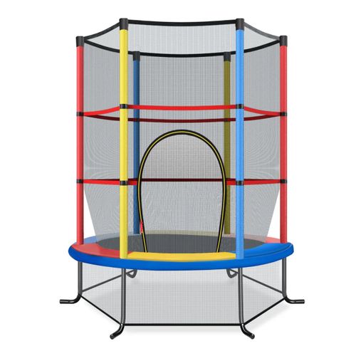 Trampoline De Jardin 165 X 165 X 161 Cm Avec Filet De Sécurité 360° Et Structure Stable En Pvc Coloré Helloshop26 20_0014494