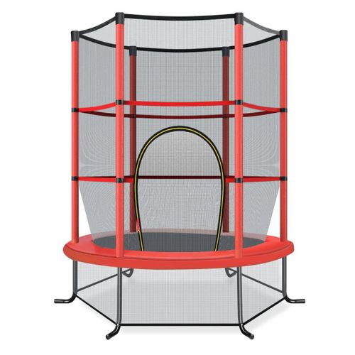 Trampoline De Jardin Hexagonal 165 X 165 X 161 Cm Avec Filet De Sécurité 360° Design Rouge Et Appuis Incurvés Pvc Helloshop26 20_0014497