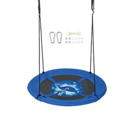 Balançoire Soucoupe 102 X 140-180 Cm Avec Cordes Réglables Ambiante Cosy Idéal Pour L'équilibre Et Le Divertissement En Tissu Oxford Bleu Helloshop26 20_0010529