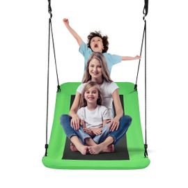 Balançoire Nid D'oiseau Rectangulaire 83 X 155 Cm Avec Cordes Réglables Pour Enfants Design Lumineux En Tissu Oxford Vert Helloshop26 20_0010525