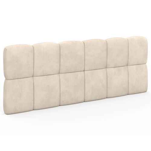 Tête de lit suspendue matelassée NUAGE velours beige 160 cm