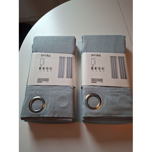 Rideaux De Chambre, Modèle Dytag Ikea - Bleu Ciel 2 Pièces, Lin Beige/Avec ?Illets, 145x250 Cm,
