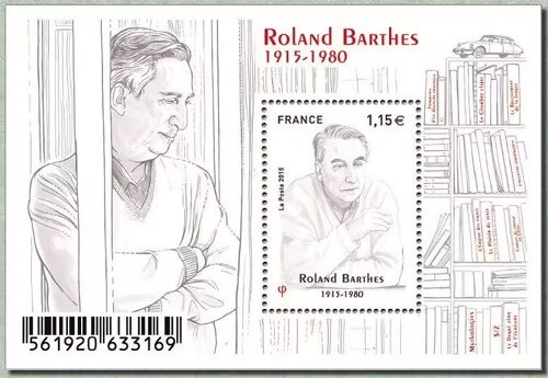 France 2015, Très Beau Mini-Bloc Neuf** Luxe Et Timbre Yvert 5006, Roland Barthes, Grande Figure De La Sémiologie Et Du Structuralisme Français.