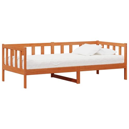 vidaXL Lit d'appoint avec matelas Brun ciré et blanc 90 x 200 cm