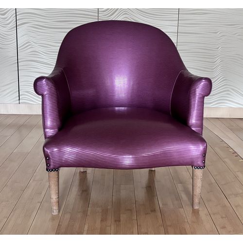 fauteuil crapaud avec accoudoir similicuir violet