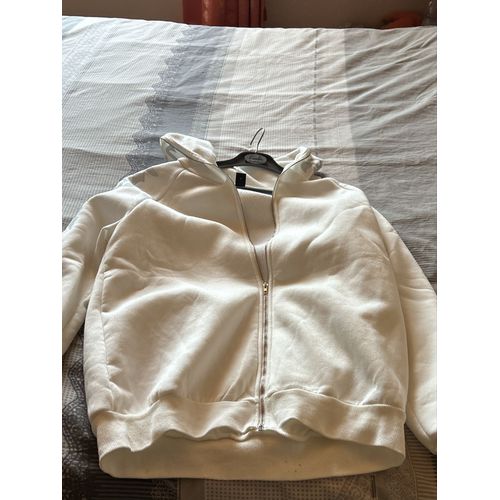 Sweat Capuche Blanc Et Argenté Très Bon État 